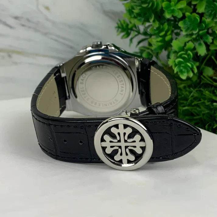 PP Leather Strap Watch - Silver Black - Horizon Wrist 